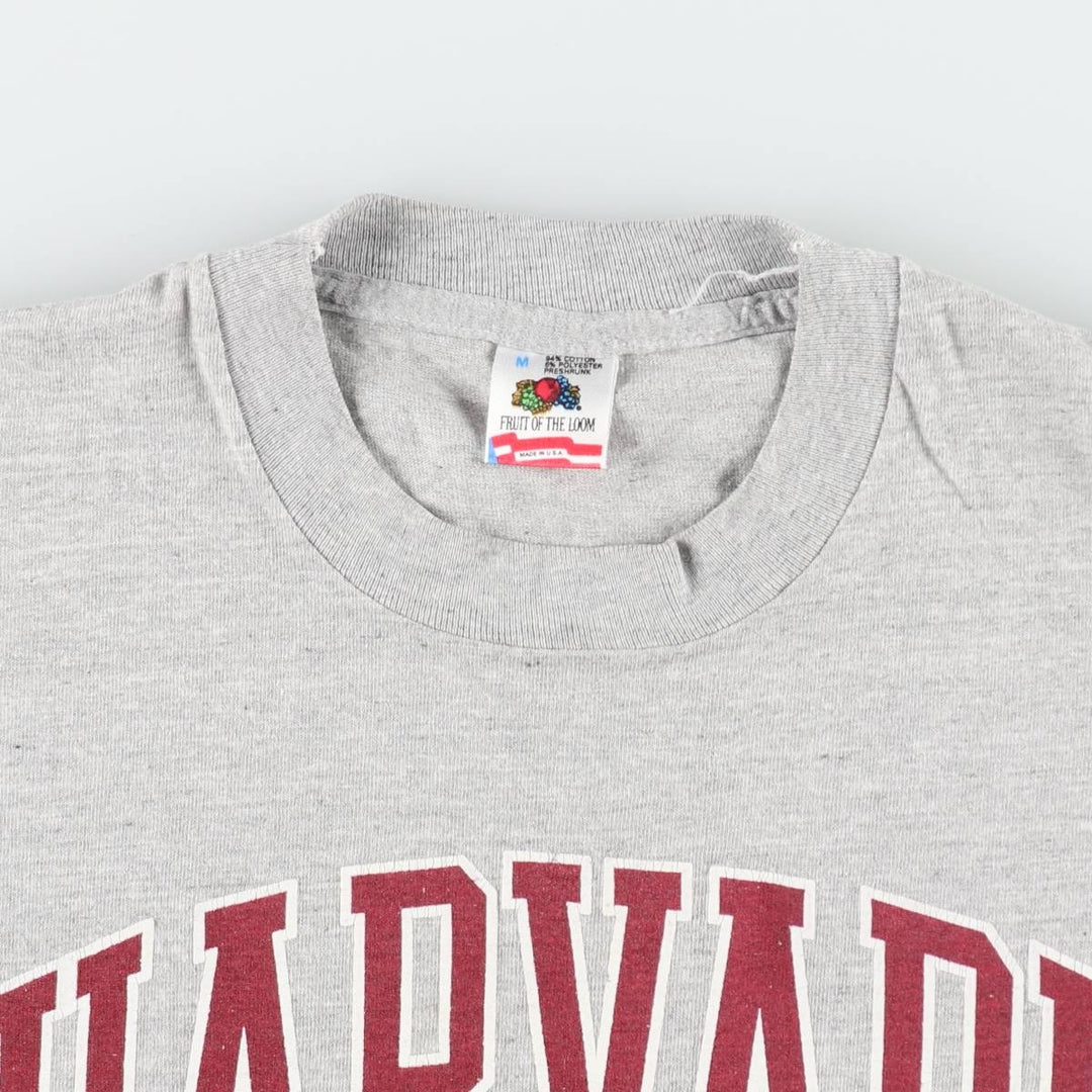90'S Fruit of the Loom Harvard University Triple Print College T-Shirt, Made in USA, Women's Size M (Equivalent) Vintage cotton gray type Vintage Second Hand