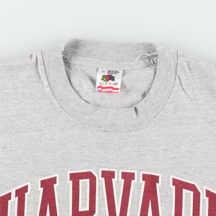 90'S Fruit of the Loom Harvard University Triple Print College T-Shirt, Made in USA, Women's Size M (Equivalent) Vintage cotton gray type Vintage Second Hand