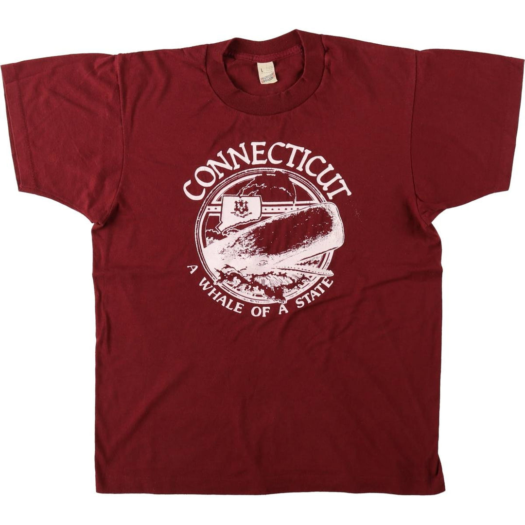 80'S Screen Stars Triple Print College T-Shirt, Made in USA, Women's Size L (Equivalent), Vintage cotton wine-red Vintage Second Hand