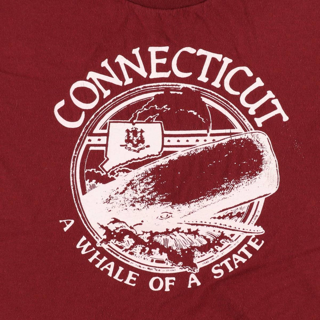 80'S Screen Stars Triple Print College T-Shirt, Made in USA, Women's Size L (Equivalent), Vintage cotton wine-red Vintage Second Hand
