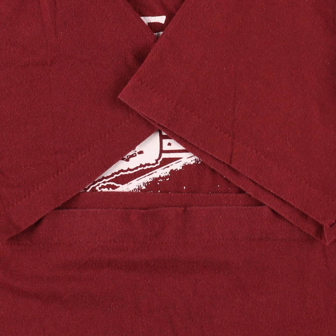 80'S Screen Stars Triple Print College T-Shirt, Made in USA, Women's Size L (Equivalent), Vintage cotton wine-red Vintage Second Hand