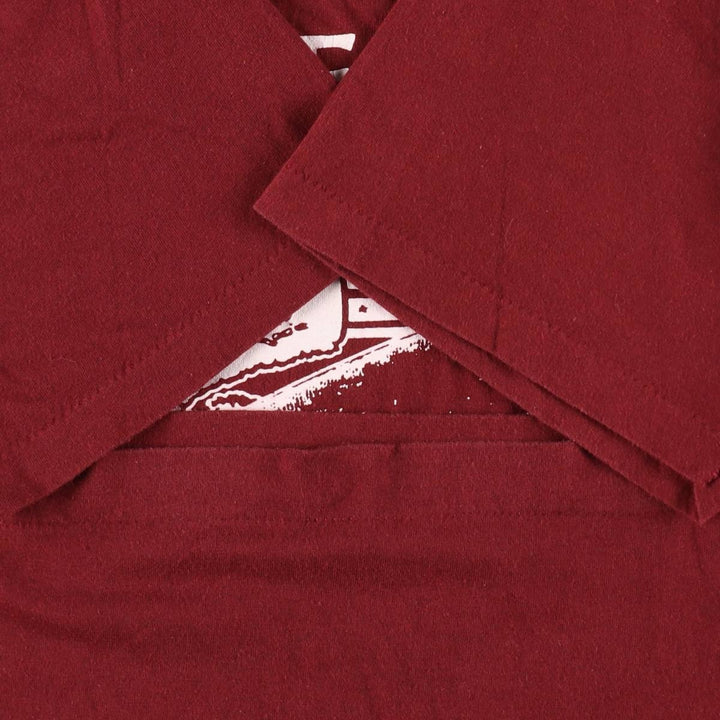 80'S Screen Stars Triple Print College T-Shirt, Made in USA, Women's Size L (Equivalent), Vintage cotton wine-red Vintage Second Hand