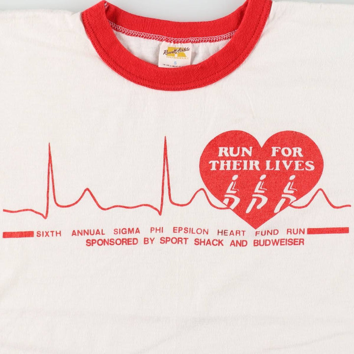 70s-80'S Russell Ringer T-shirt, Women's Size S (approx.), Vintage cotton white type Vintage Second Hand