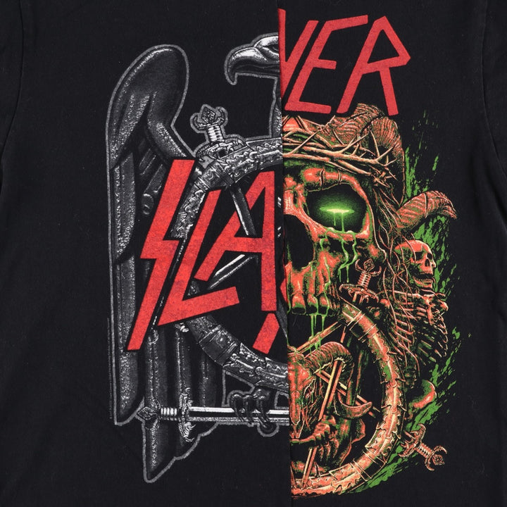 SLAYER Band T-Shirt, Made in USA, Women's Size M (approx.) cotton black type Vintage Second Hand