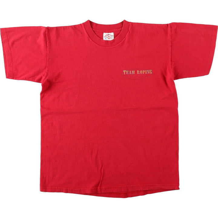 ~90'S Wrangler Short-Sleeve Printed T-Shirt, Made in USA, Men's Size M (Equivalent), Vintage cotton red type Vintage Second Hand