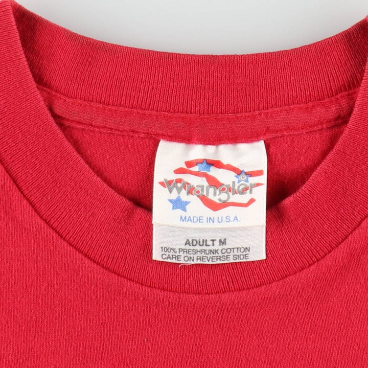 ~90'S Wrangler Short-Sleeve Printed T-Shirt, Made in USA, Men's Size M (Equivalent), Vintage cotton red type Vintage Second Hand