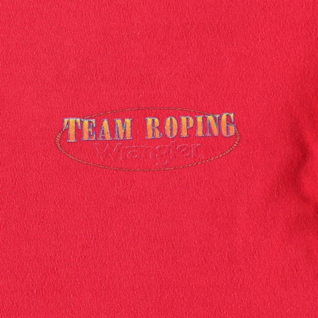 ~90'S Wrangler Short-Sleeve Printed T-Shirt, Made in USA, Men's Size M (Equivalent), Vintage cotton red type Vintage Second Hand