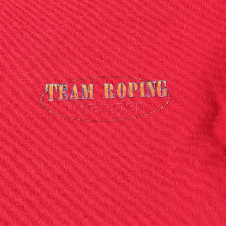 ~90'S Wrangler Short-Sleeve Printed T-Shirt, Made in USA, Men's Size M (Equivalent), Vintage cotton red type Vintage Second Hand
