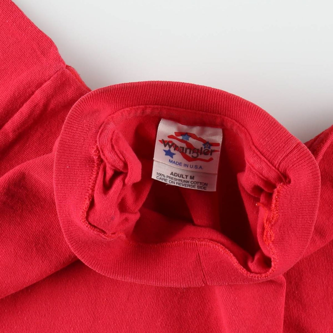 ~90'S Wrangler Short-Sleeve Printed T-Shirt, Made in USA, Men's Size M (Equivalent), Vintage cotton red type Vintage Second Hand