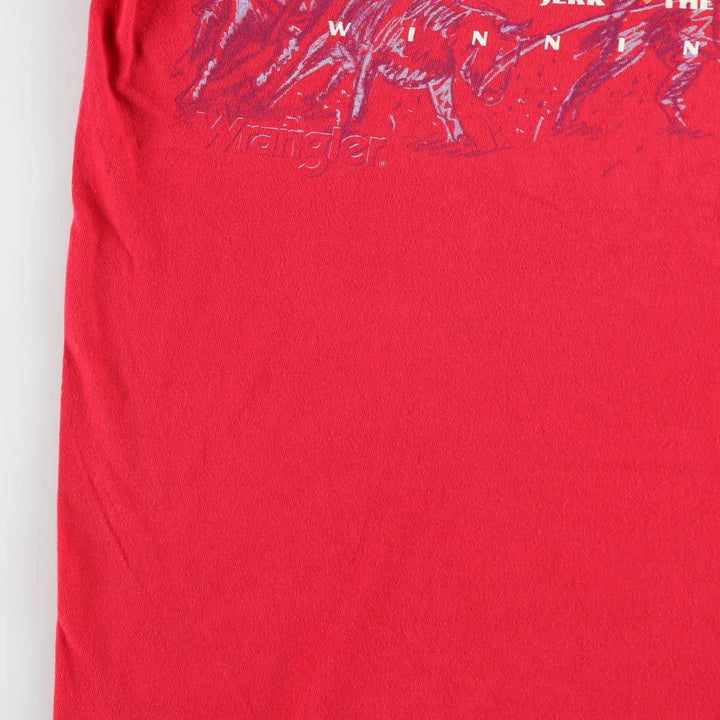 ~90'S Wrangler Short-Sleeve Printed T-Shirt, Made in USA, Men's Size M (Equivalent), Vintage cotton red type Vintage Second Hand