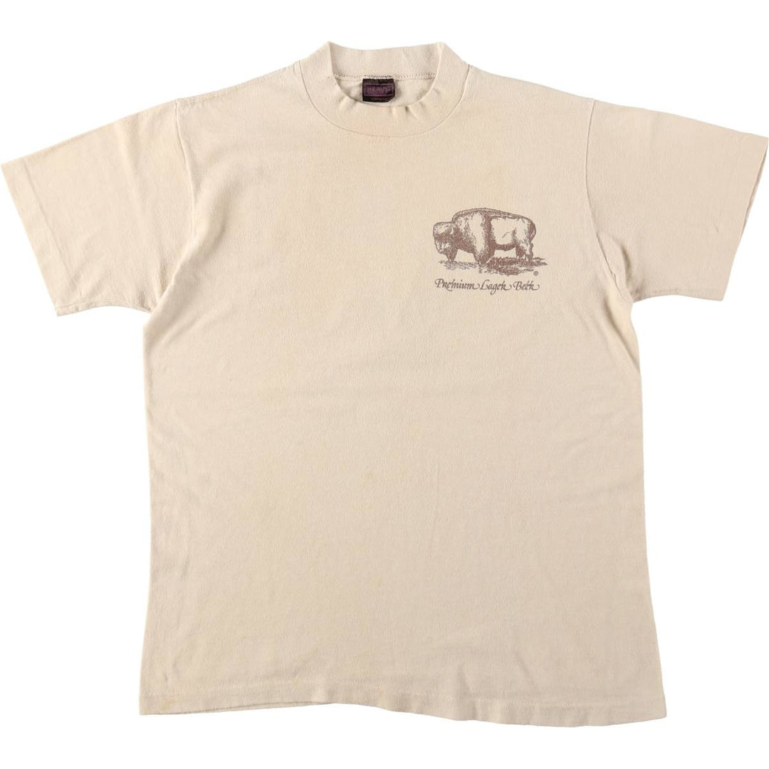 80'S Heavy Bison Pattern Animal T-Shirt, Women's Size S (Equivalent), Vintage cotton Beige type Vintage Second Hand