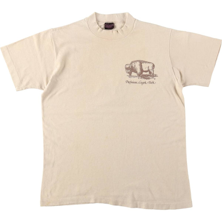 80'S Heavy Bison Pattern Animal T-Shirt, Women's Size S (Equivalent), Vintage cotton Beige type Vintage Second Hand