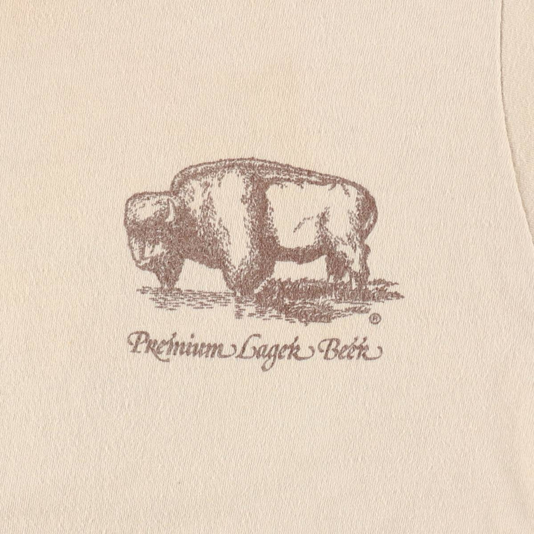 80'S Heavy Bison Pattern Animal T-Shirt, Women's Size S (Equivalent), Vintage cotton Beige type Vintage Second Hand
