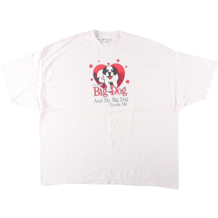 Big Size BIG DOGS Dog Print T-Shirt (Women's XXXXXL equivalent) cotton white type Vintage Second Hand