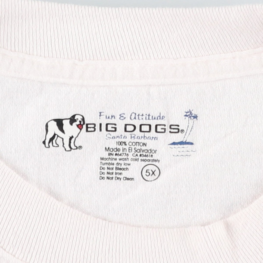 Big Size BIG DOGS Dog Print T-Shirt (Women's XXXXXL equivalent) cotton white type Vintage Second Hand