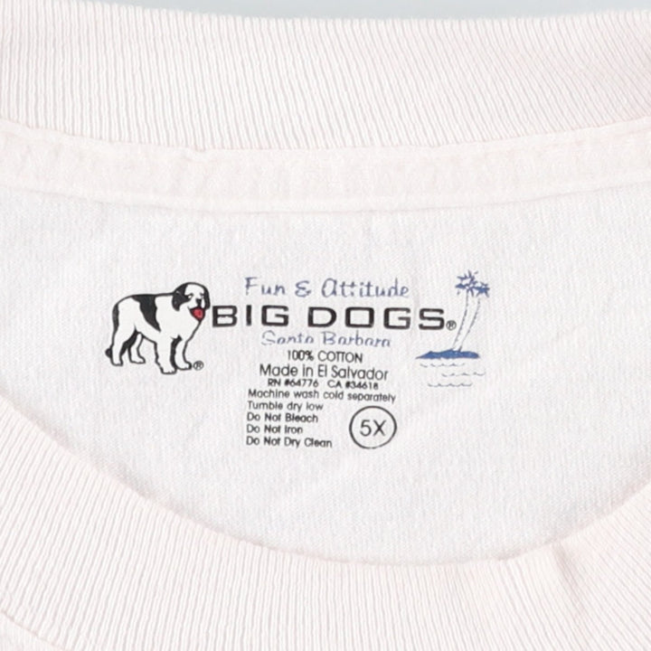 Big Size BIG DOGS Dog Print T-Shirt (Women's XXXXXL equivalent) cotton white type Vintage Second Hand