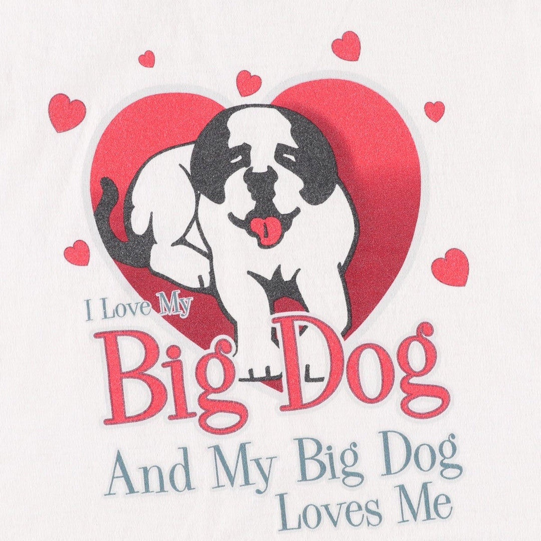 Big Size BIG DOGS Dog Print T-Shirt (Women's XXXXXL equivalent) cotton white type Vintage Second Hand