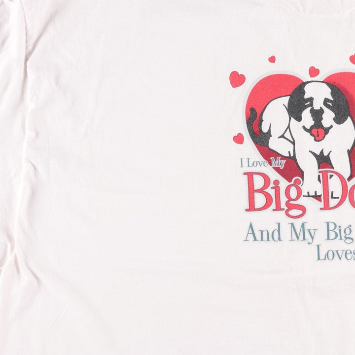 Big Size BIG DOGS Dog Print T-Shirt (Women's XXXXXL equivalent) cotton white type Vintage Second Hand