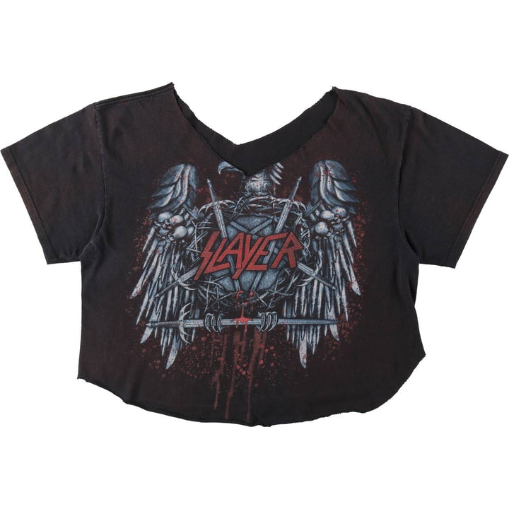 SLAYER Cut-off Band T-Shirt (Women's Size XL) unclear black type Vintage Second Hand