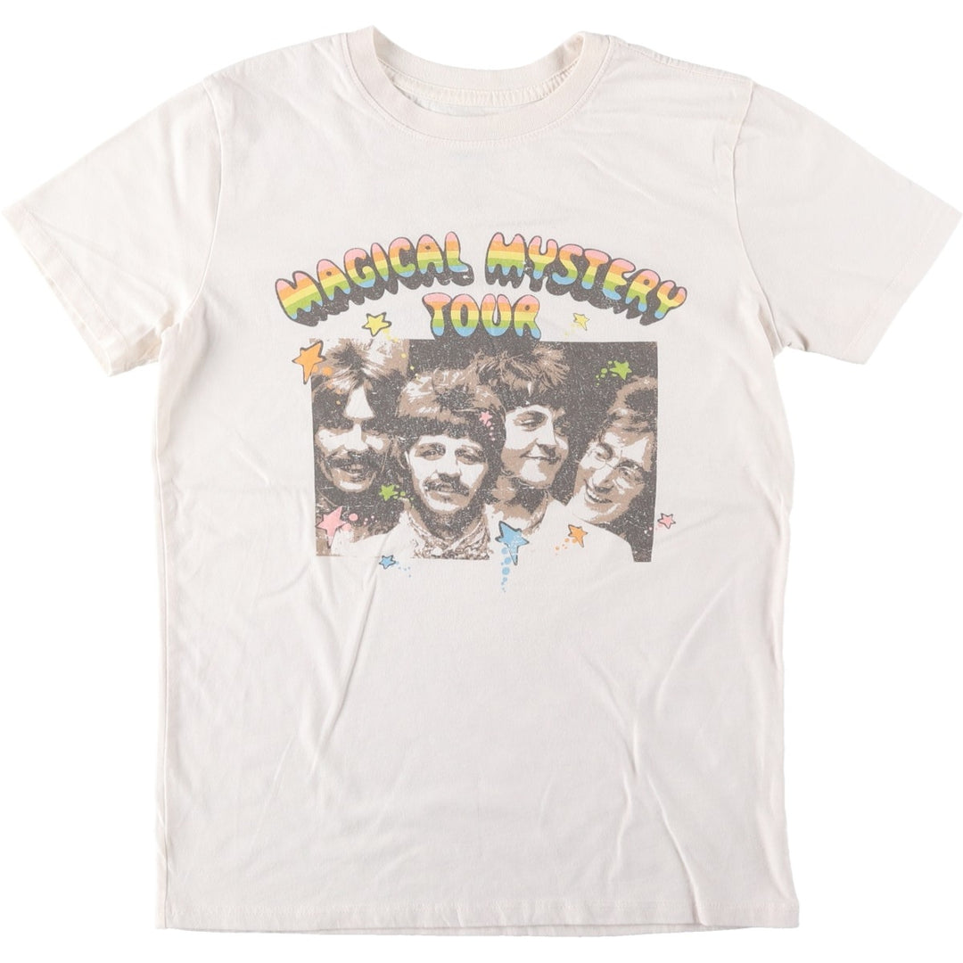 THE BEATLES Band T-shirt (Women's XS equivalent) cotton ivory Vintage Second Hand