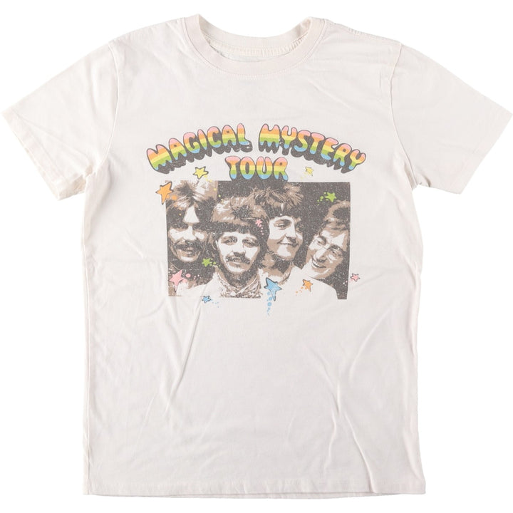 THE BEATLES Band T-shirt (Women's XS equivalent) cotton ivory Vintage Second Hand