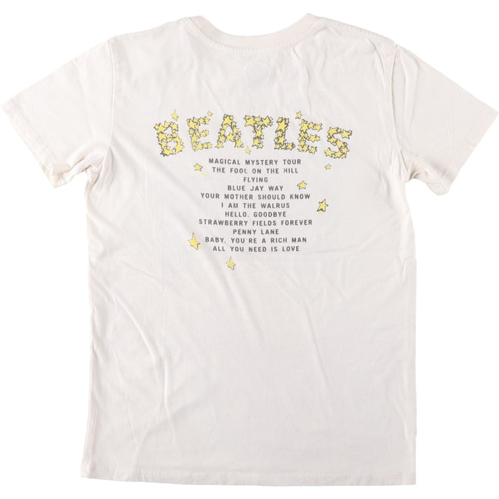 THE BEATLES Band T-shirt (Women's XS equivalent) cotton ivory Vintage Second Hand