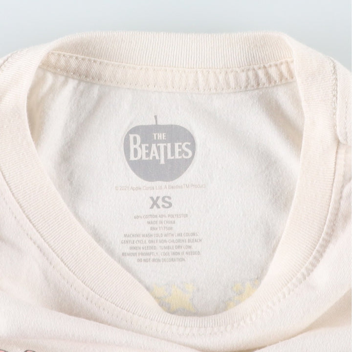 THE BEATLES Band T-shirt (Women's XS equivalent) cotton ivory Vintage Second Hand