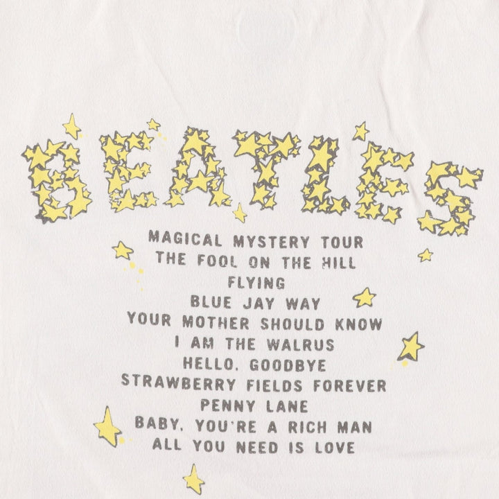 THE BEATLES Band T-shirt (Women's XS equivalent) cotton ivory Vintage Second Hand