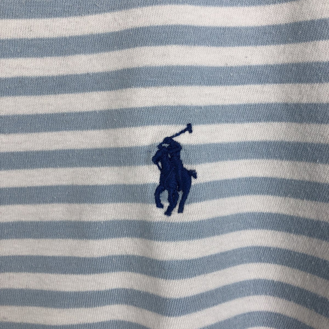 Ralph Lauren POLO RALPH LAUREN CUSTOM FIT Striped Pattern Short-Sleeve Striped T-Shirt (Women's Size M) cotton Blue type light blue Vintage Second Hand