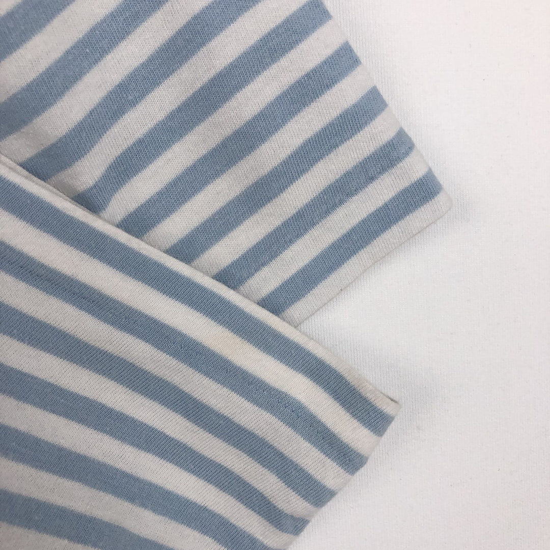 Ralph Lauren POLO RALPH LAUREN CUSTOM FIT Striped Pattern Short-Sleeve Striped T-Shirt (Women's Size M) cotton Blue type light blue Vintage Second Hand
