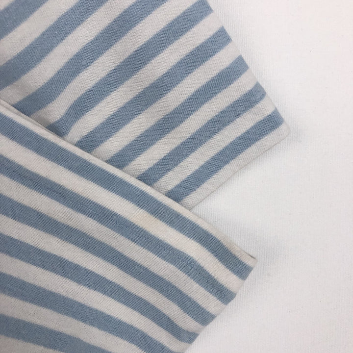 Ralph Lauren POLO RALPH LAUREN CUSTOM FIT Striped Pattern Short-Sleeve Striped T-Shirt (Women's Size M) cotton Blue type light blue Vintage Second Hand