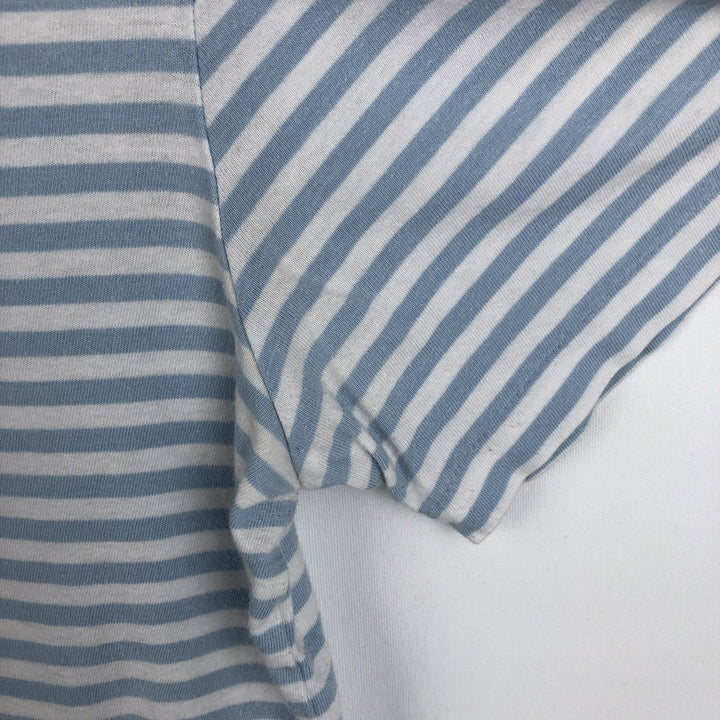 Ralph Lauren POLO RALPH LAUREN CUSTOM FIT Striped Pattern Short-Sleeve Striped T-Shirt (Women's Size M) cotton Blue type light blue Vintage Second Hand