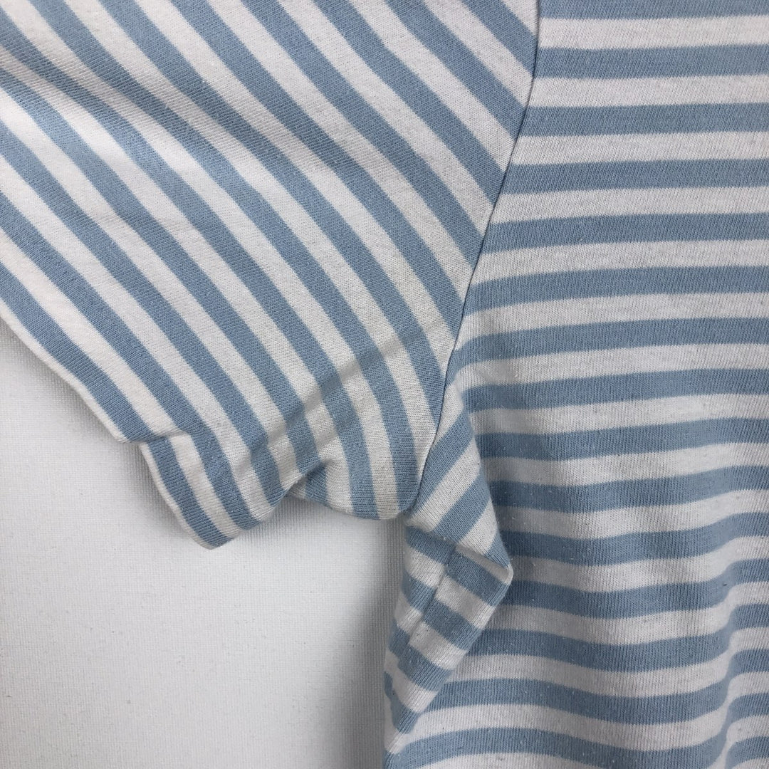 Ralph Lauren POLO RALPH LAUREN CUSTOM FIT Striped Pattern Short-Sleeve Striped T-Shirt (Women's Size M) cotton Blue type light blue Vintage Second Hand