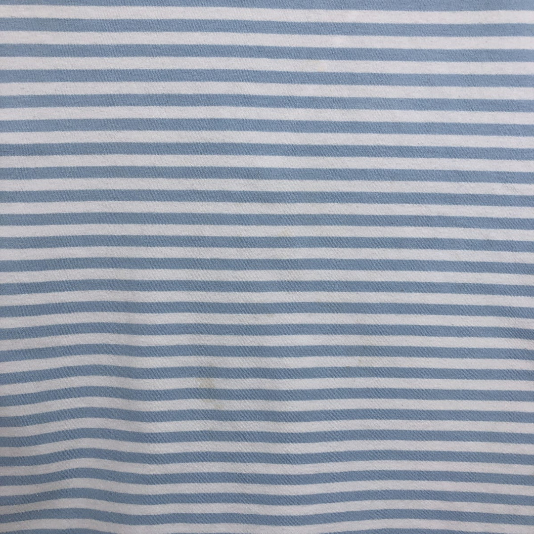 Ralph Lauren POLO RALPH LAUREN CUSTOM FIT Striped Pattern Short-Sleeve Striped T-Shirt (Women's Size M) cotton Blue type light blue Vintage Second Hand