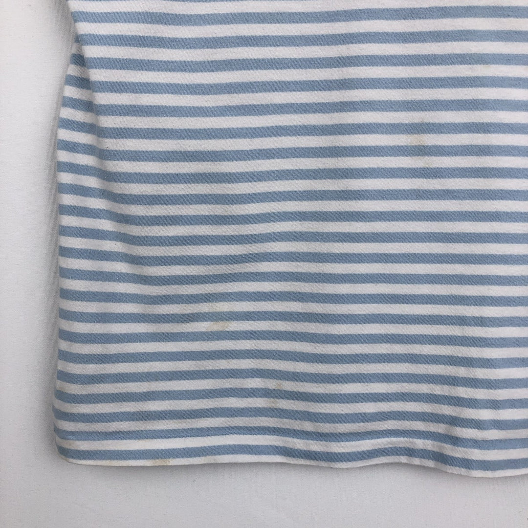 Ralph Lauren POLO RALPH LAUREN CUSTOM FIT Striped Pattern Short-Sleeve Striped T-Shirt (Women's Size M) cotton Blue type light blue Vintage Second Hand