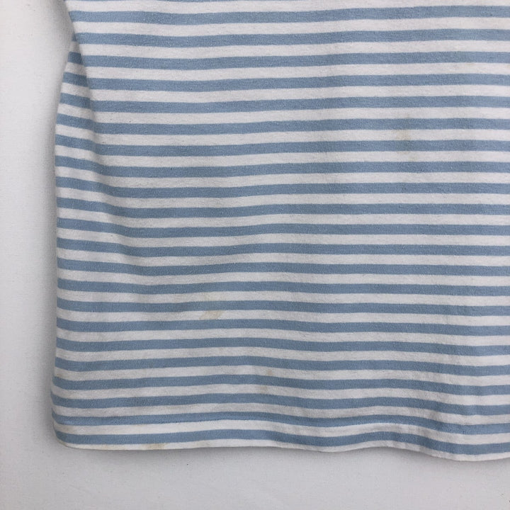 Ralph Lauren POLO RALPH LAUREN CUSTOM FIT Striped Pattern Short-Sleeve Striped T-Shirt (Women's Size M) cotton Blue type light blue Vintage Second Hand