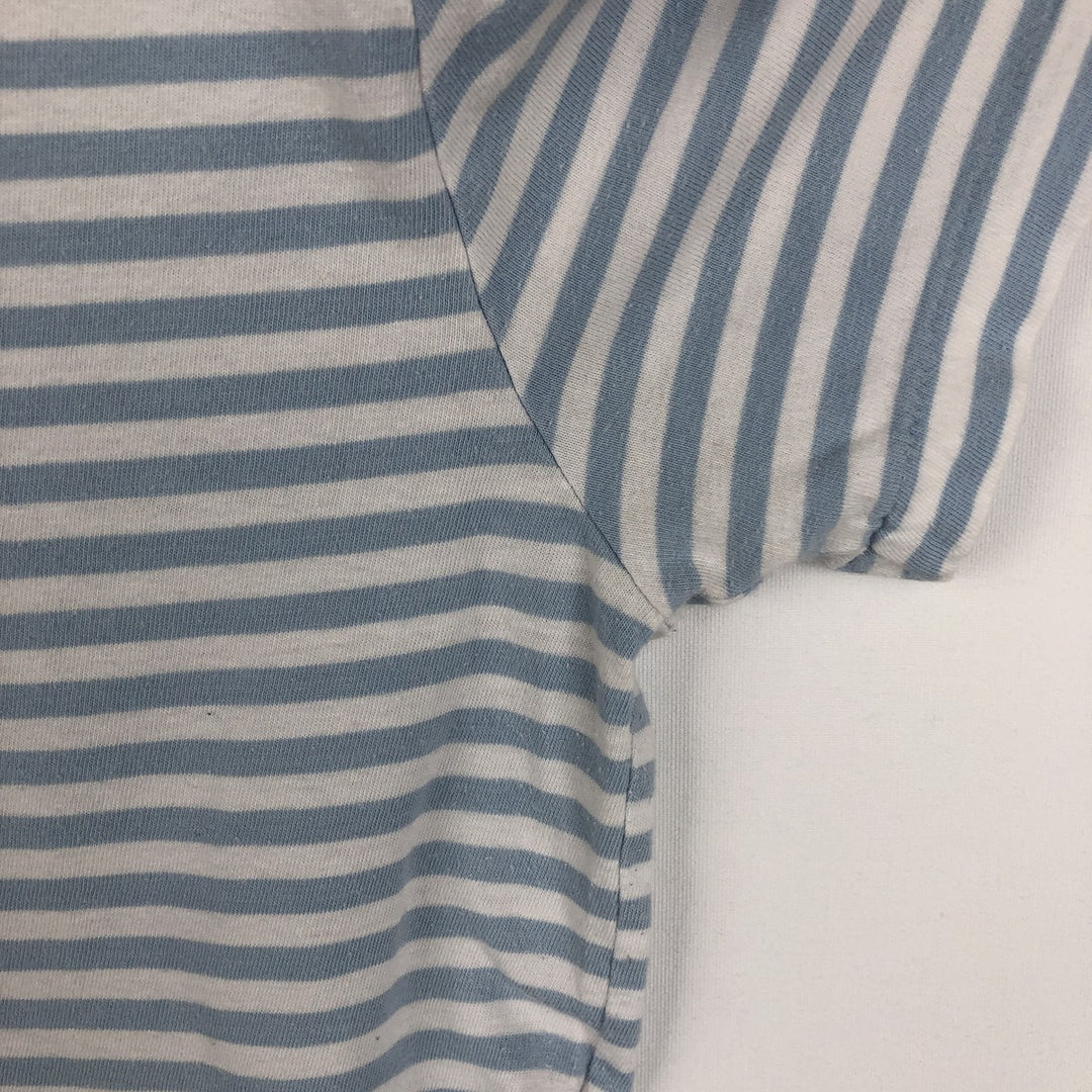 Ralph Lauren POLO RALPH LAUREN CUSTOM FIT Striped Pattern Short-Sleeve Striped T-Shirt (Women's Size M) cotton Blue type light blue Vintage Second Hand