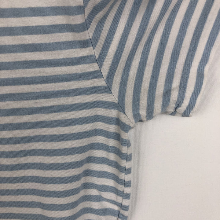 Ralph Lauren POLO RALPH LAUREN CUSTOM FIT Striped Pattern Short-Sleeve Striped T-Shirt (Women's Size M) cotton Blue type light blue Vintage Second Hand
