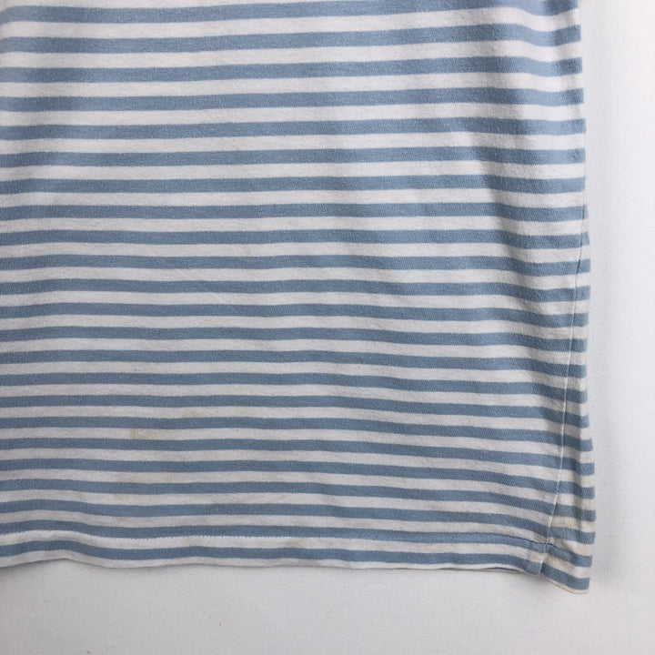 Ralph Lauren POLO RALPH LAUREN CUSTOM FIT Striped Pattern Short-Sleeve Striped T-Shirt (Women's Size M) cotton Blue type light blue Vintage Second Hand