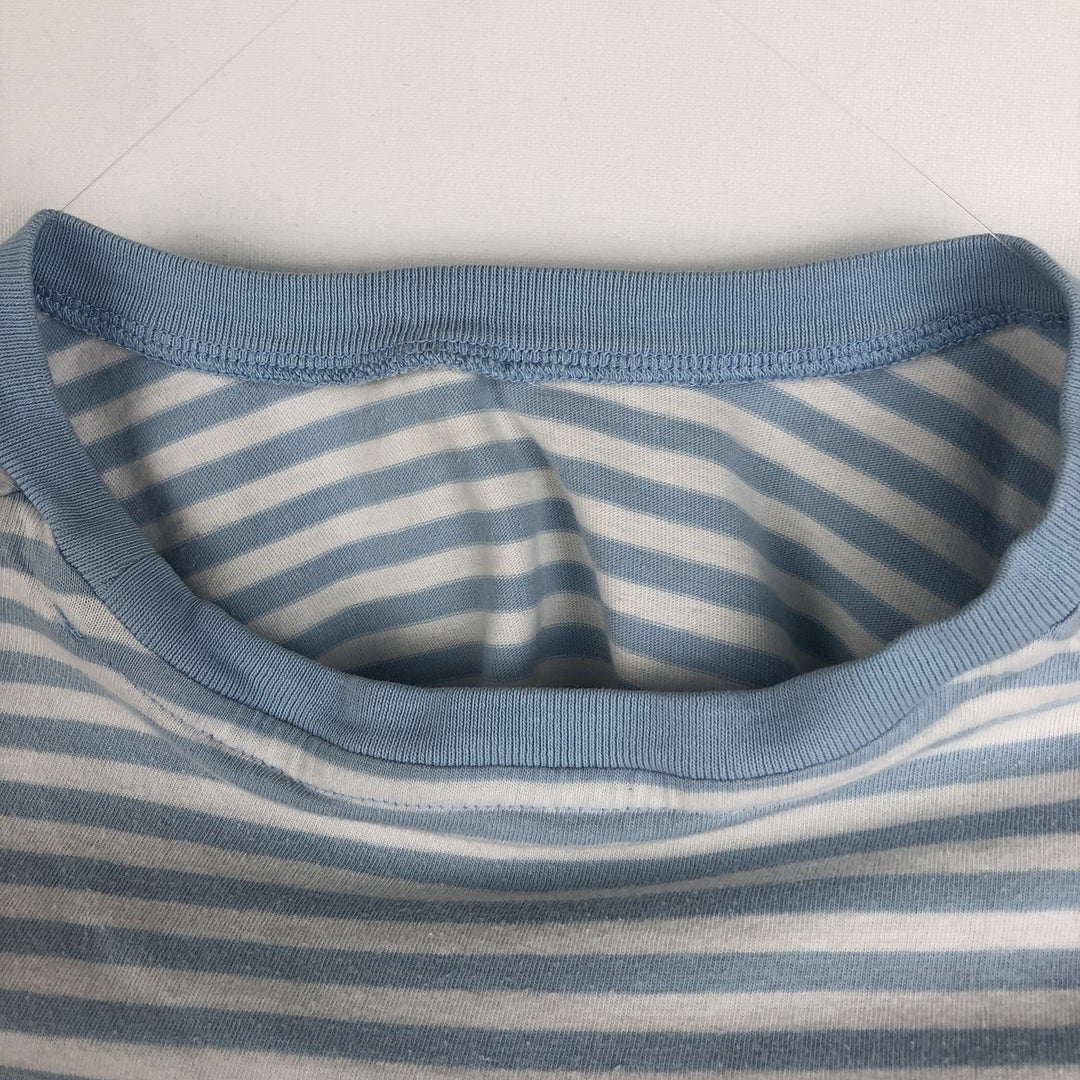 Ralph Lauren POLO RALPH LAUREN CUSTOM FIT Striped Pattern Short-Sleeve Striped T-Shirt (Women's Size M) cotton Blue type light blue Vintage Second Hand