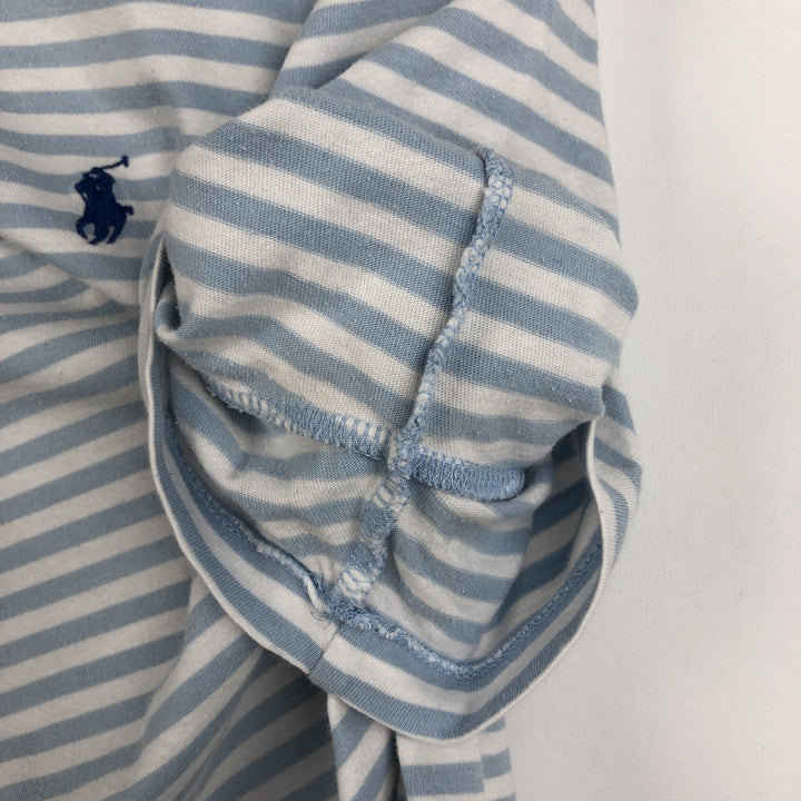 Ralph Lauren POLO RALPH LAUREN CUSTOM FIT Striped Pattern Short-Sleeve Striped T-Shirt (Women's Size M) cotton Blue type light blue Vintage Second Hand