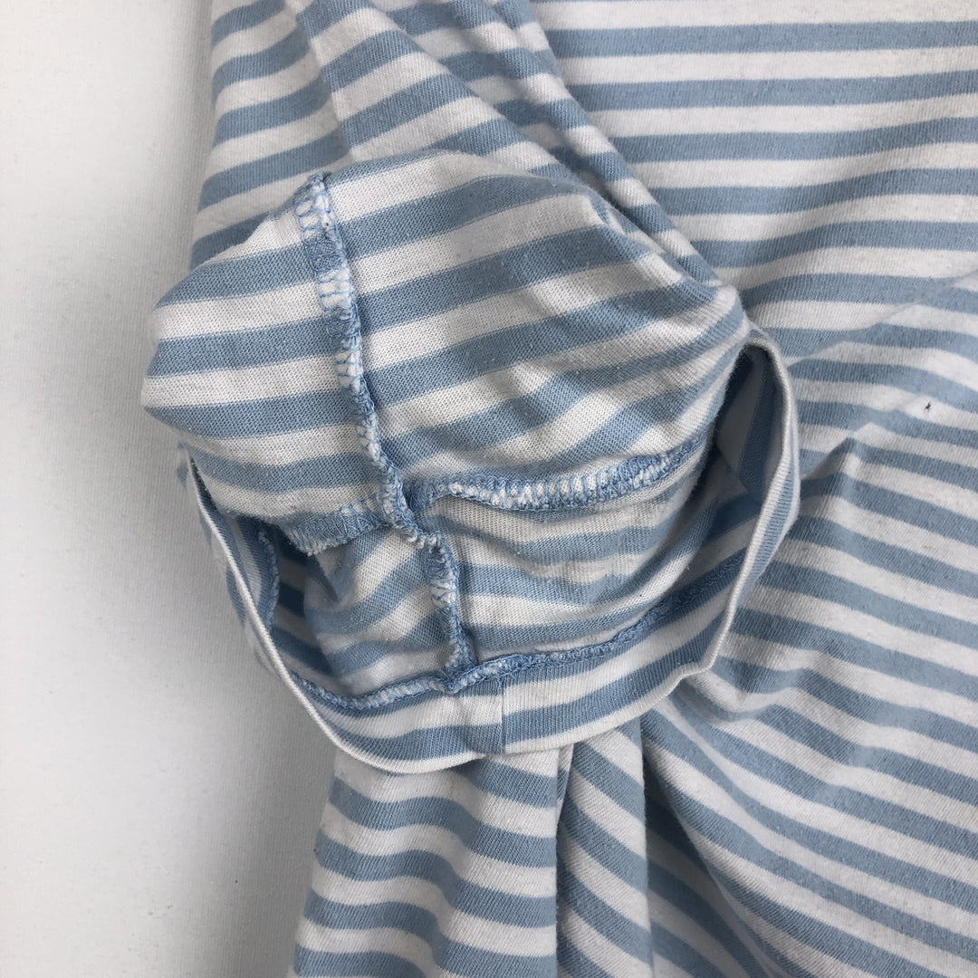Ralph Lauren POLO RALPH LAUREN CUSTOM FIT Striped Pattern Short-Sleeve Striped T-Shirt (Women's Size M) cotton Blue type light blue Vintage Second Hand