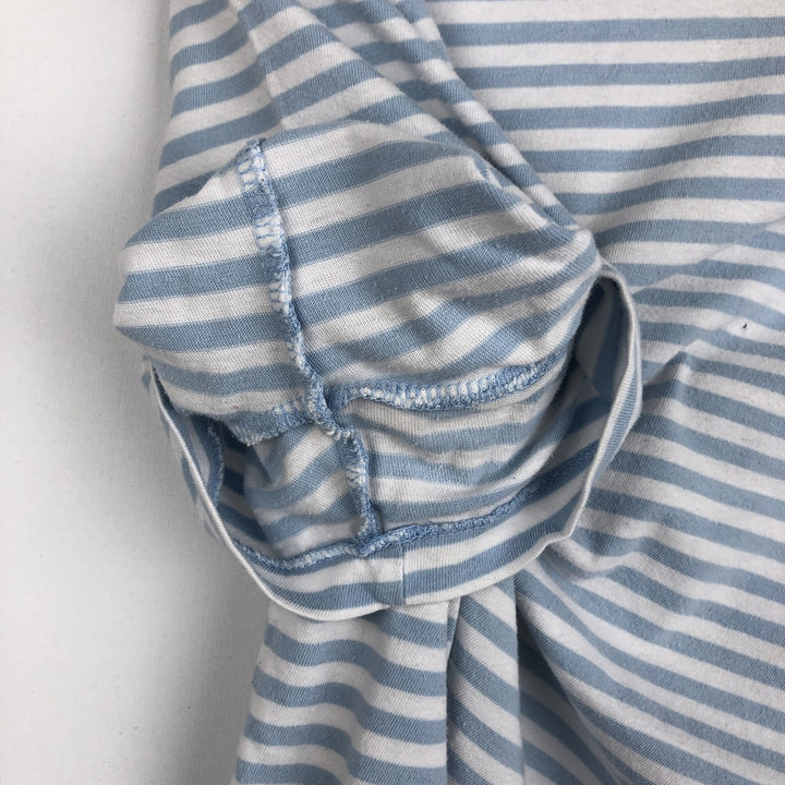 Ralph Lauren POLO RALPH LAUREN CUSTOM FIT Striped Pattern Short-Sleeve Striped T-Shirt (Women's Size M) cotton Blue type light blue Vintage Second Hand