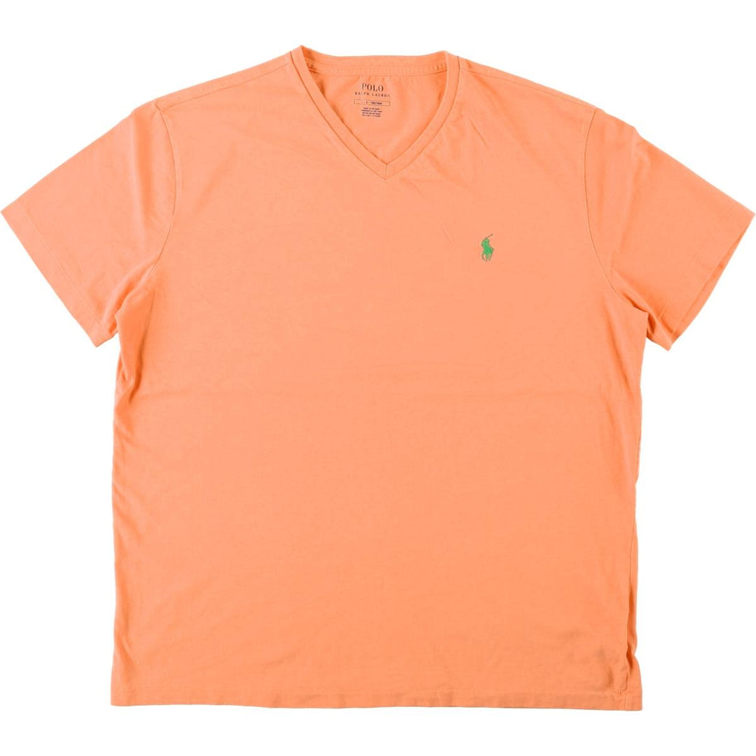 Ralph Lauren POLO RALPH LAUREN Short-Sleeve V-Neck T-Shirt, Women's Size L (approx.) cotton orange type Vintage Second Hand