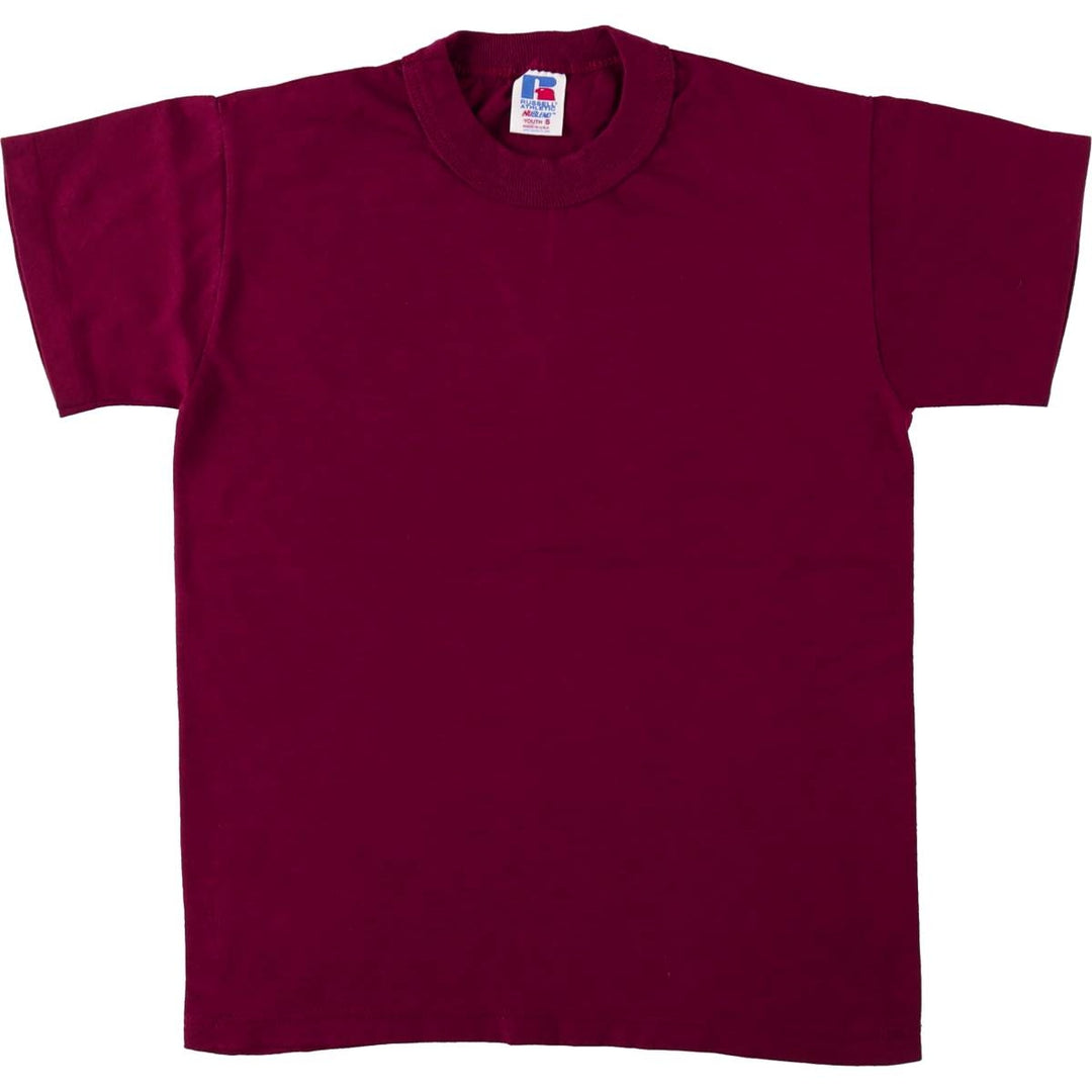 90'S Russell Plain T-Shirt, Made in USA, Women's Size S (Equivalent), Vintage cotton wine-red Vintage Second Hand