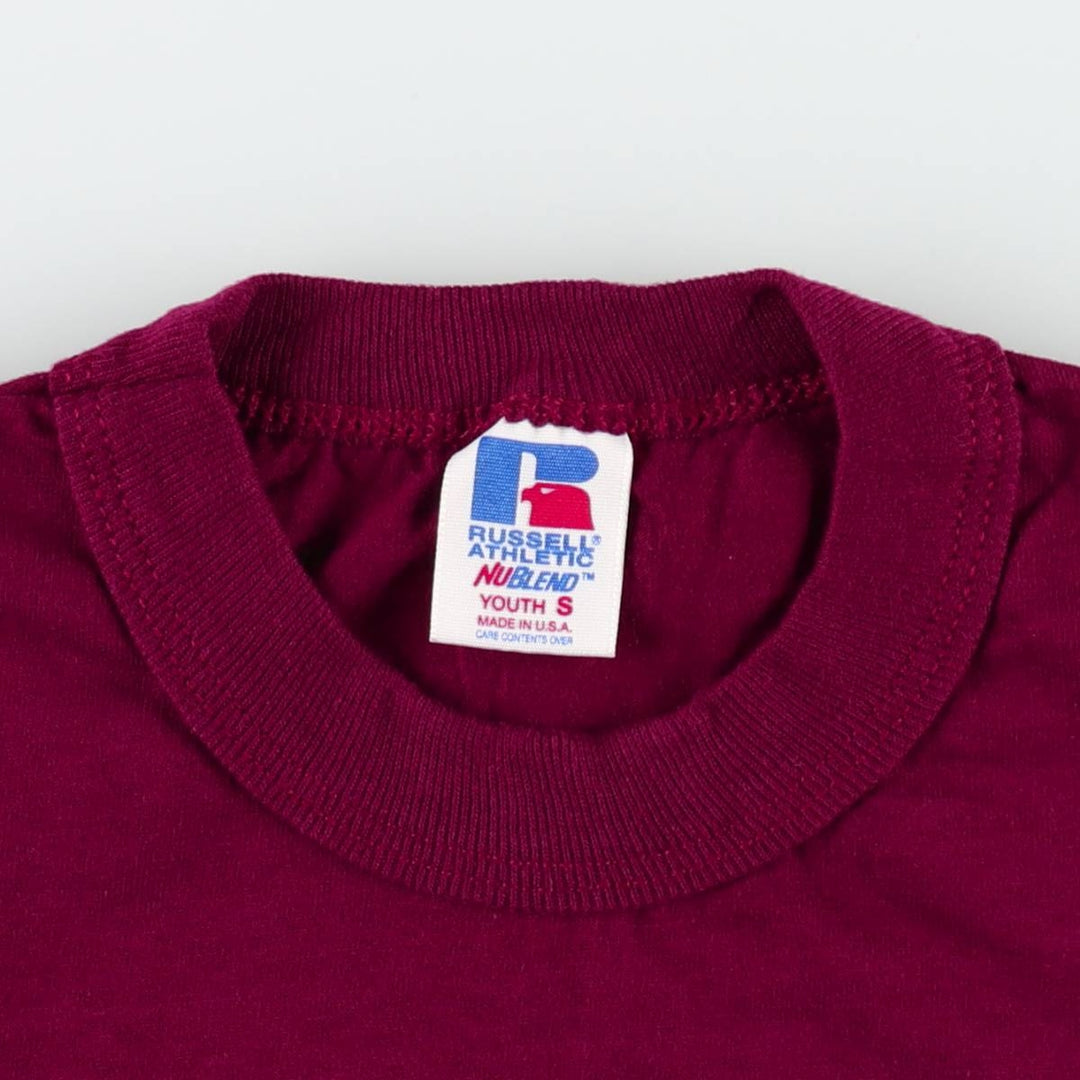 90'S Russell Plain T-Shirt, Made in USA, Women's Size S (Equivalent), Vintage cotton wine-red Vintage Second Hand