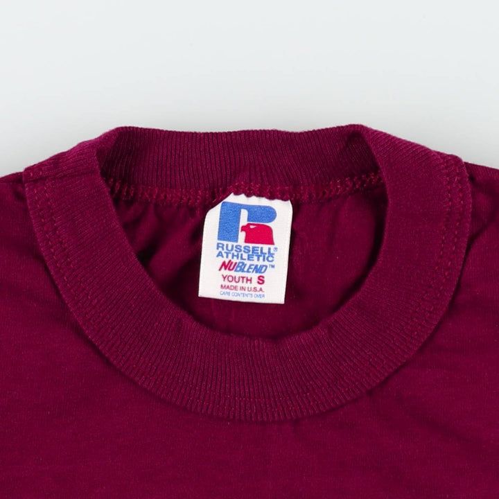 90'S Russell Plain T-Shirt, Made in USA, Women's Size S (Equivalent), Vintage cotton wine-red Vintage Second Hand