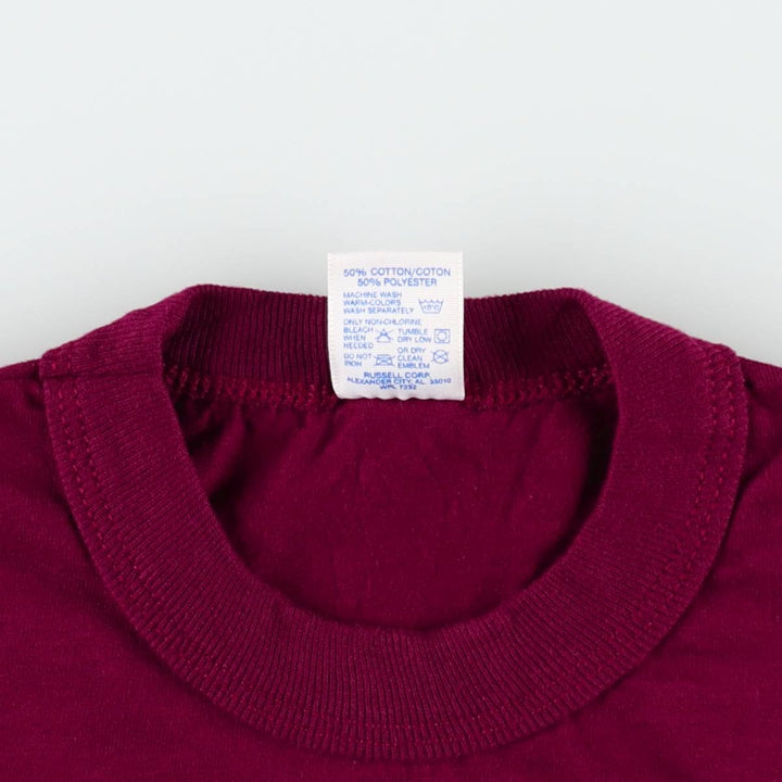 90'S Russell Plain T-Shirt, Made in USA, Women's Size S (Equivalent), Vintage cotton wine-red Vintage Second Hand
