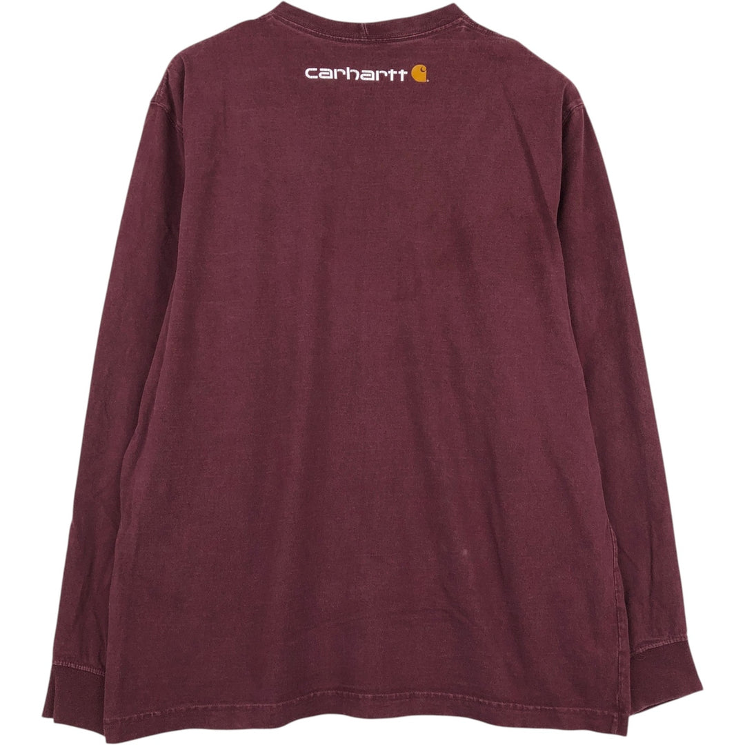 Carhartt Original Fit Long Sleeve T-Shirt, Men's Size L cotton red type reddish brown Vintage Second Hand