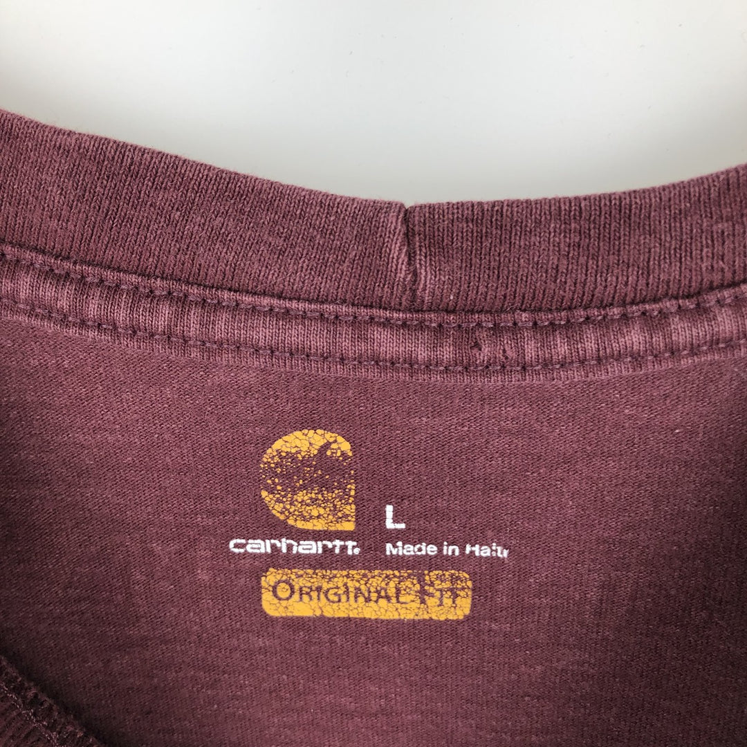 Carhartt Original Fit Long Sleeve T-Shirt, Men's Size L cotton red type reddish brown Vintage Second Hand